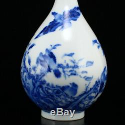 Belle Chinoise Porcelaine Bleue Et Blanche Magpies Vase