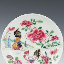 Belle Famille Chinoise Rose Tasse Et Soucoupe, Coqs, Yongzheng, 18 Ct