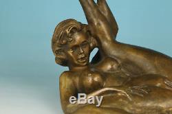 Big Chinese Cuivre Bronze Sexly Her Modern Chaussures À Talons Hauts Figure Statue