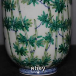 Bleu Chinois Et Blanc Doucai Porcelaine Qing Yongzheng Bamboo Vase Pattern 7.4