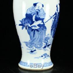 Bleu Et Blanc Superbe Chinois En Porcelaine Figures Vase