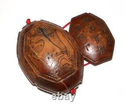 Boîte à bijoux en forme de tortue sculptée à la main chinoise antique réparée