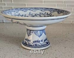 Bol en porcelaine bleue et blanche chinoise du début du 20ème siècle, de la dynastie Qing tardive, sur pied haut, 8×4