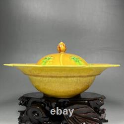 Bol exquis en porcelaine jaune émaillée chinoise fait main 8909