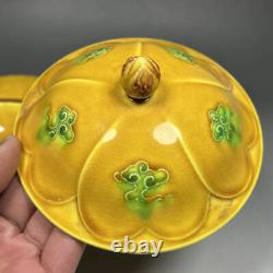 Bol exquis en porcelaine jaune émaillée chinoise fait main 8909