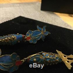 Boucles D'oreilles Antique De La Dynastie Qing Kingfisher