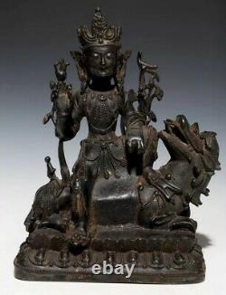 Bouddha Chinois Rare De Bronze Vieux Sur Qilin