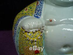 Bouddha En Porcelaine De Chine Famille Rose Antique