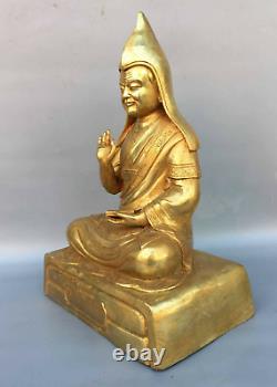 Bouddhisme Chinois Bronze Gilt Je Tsongkhapa Lama Tsong Khapa Tsongkhapa Statue