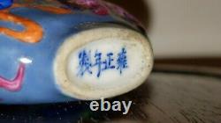 Bouteille Antique Chinoise De Snuff De Porcelaine Émaillée Du 19ème Siècle Signée Dynastie De Qing
