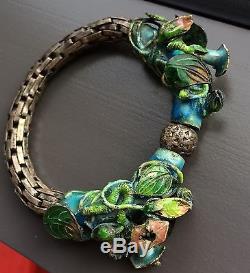 Bracelet En Argent Émaillé Exceptionnel D'exportation Chinoise Antique
