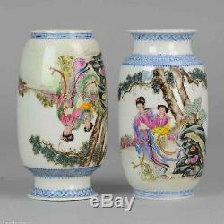 Ca 1950-1960 Proc Période Vases En Porcelaine De Chine Figures De Chine Jardin Rare