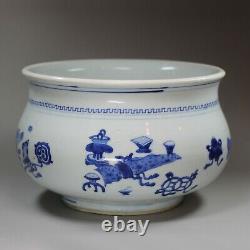 Censer Bleu Et Blanc Chinois, Kangxi (1662-1722)