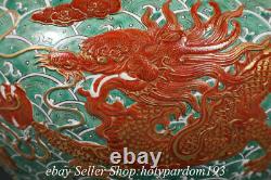 Chine Alum Rouge Famille Rose Gilt Porcelaine Dragon Phoenix Emboss Brosse Laveuse