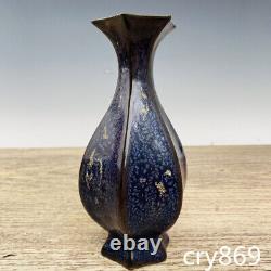 Chine Antique Chant Dynastie Ru Porcelaine Sapphire Vase Bleu Hexagonal