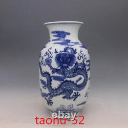 Chine Antique Porcelaine Qingkangxi Bleu & Blanc Dragon Modèle Bouteille Donggua