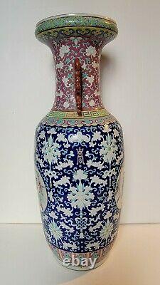 Chine Antique Tongzhi Période Nyonya Détroits Vase Monumental Milieu Du 19ème Siècle