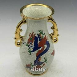 Chine Ru Kiln Porcelaine Peint À La Main Exquise Motif Vase Binaural 2833