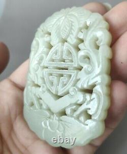 Chinen Naturel Hetian Jade Sculpté À La Main Pendentif Exquis