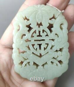 Chinen Naturel Hetian Jade Sculpté À La Main Pendentif Exquis