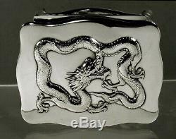 Chinese Export Silver Dragon Box C1890 Hongxing 15 Onces