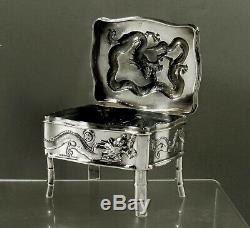 Chinese Export Silver Dragon Box C1890 Hongxing 15 Onces