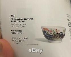 Chinese Fine Antique 18e Famille Rose Bowl Cailles