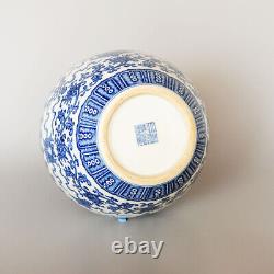 Chinese Porcelaine Bleu Et Blanc Amphora Vase Pattern Lotus Scroll Huit Buddhis
