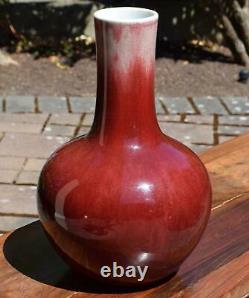 Chinese Porcelaine Vase Red Hare's Fur Sang De Boeuf Glaze Qing Dynasty 36cm