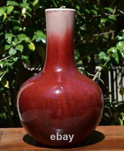 Chinese Porcelaine Vase Red Hare's Fur Sang De Boeuf Glaze Qing Dynasty 36cm