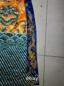 Chinese Qing Dynasty Collection Cour Empereur Vêtements Broderie Dragon