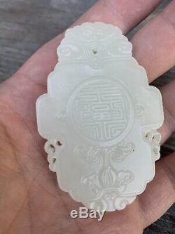 Chinois Antique Assiette En Jade Blanc Qing Chine Asiatique