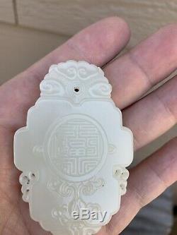 Chinois Antique Assiette En Jade Blanc Qing Chine Asiatique