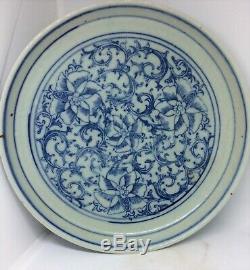 Chinois Antique Bleu Et Plaque En Porcelaine Blanche Florale Patter, Kangxi Période