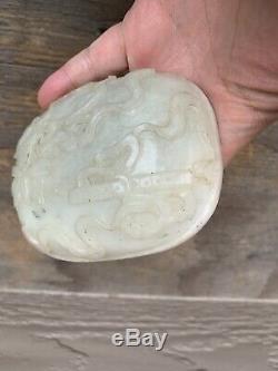 Chinois Antique Deux Big White Jade Qing Chine Asie