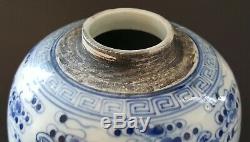 Chinois Bleu Exportation Et Blanc Vintage Vase Chauve-souris Antique Victorienne Orientale
