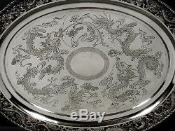 Chinois Dragon Plateau Argent Dragon C1885 Hung Chong