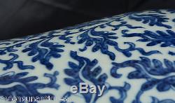 Chinois En Porcelaine Bleu Et Blanc Lotus Glaze Vase Dynastie Qing 48cm Antique