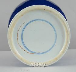 Chinois Monochrome Bleu Glacé Mazarin Porcelaine Pot Lidded 19ème Siècle