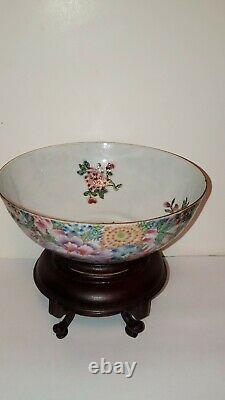 Chinois Qianlong Blue Émail Mark Period Famille Rose Porcelain Millefiori Bowls