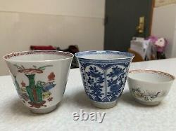 Chinois Qing Dynastie Antique Tea Cup, Two Kangxi, One Yunzheng Period