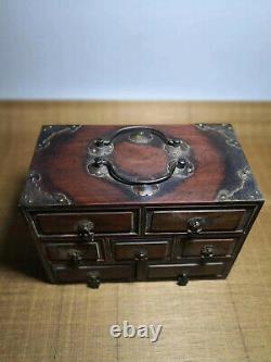 Chinois Qing Dynasty Antique Yellow Boxwood Boîte À Bijoux En Bois Storage Box Evo