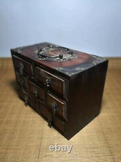 Chinois Qing Dynasty Antique Yellow Boxwood Boîte À Bijoux En Bois Storage Box Evo