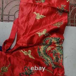 Chinois Qing Dynasty Collection De Cour Vêtements Empereur Broderie Dragon