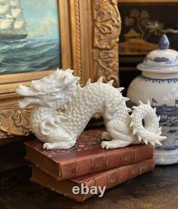 Chinoiserie Blanc de Chine Noble Rare Mantle Temple Imperial Dragon 10.5