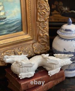 Chinoiserie Blanc de Chine Noble Rare Mantle Temple Imperial Dragon 10.5