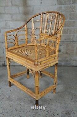 Chippendale Chinoise Bamboo Bentwood Cane Horseshoe Chaise Chippendale Chinese