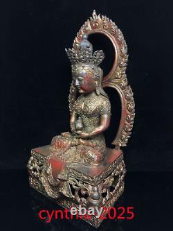 Collection d'antiquités chinoises : Bouddha de Longévité en cuivre doré tibétain