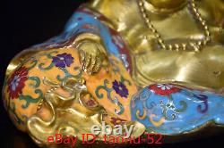 Collection d'antiquités chinoises Statue du Bouddha Maitreya en cuivre pur émaillé cloisonné doré
