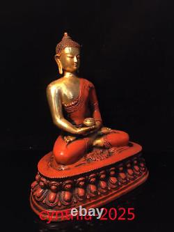 Collection d'antiquités chinoises: Statue du Bouddha Sakyamuni en cuivre pur doré